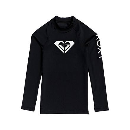 Roxy Whole Hearted Long Sleeve Rashguard - Girls, Anthracite, 10/Medium, ERGWR03182-KVJ0-10/M