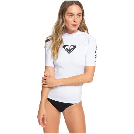 Roxy Wholehearted Short Sleeve Rashguard - Women's, White, Small, ERJWR03409-WBB1-S
