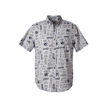 Royal Robbins Base Camp Print Men's Short Sleeve Shirt, Lt Pelican Pt, XXL 72213-LT PELICAN PT-XXL