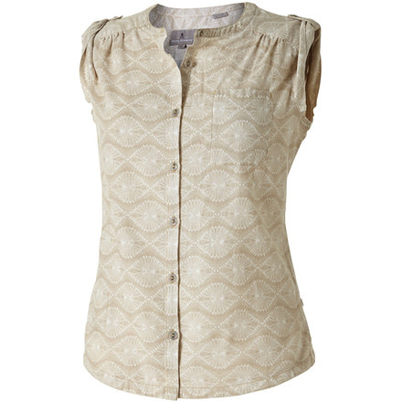 Royal Robbins Cool Mesh Batik Camp Shirt - Women's -Lt Khaki-Small