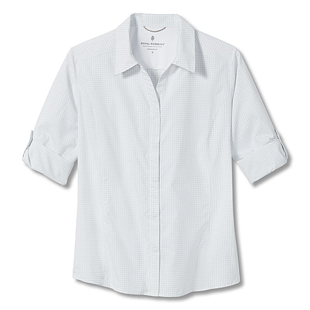Royal Robbins Expedition II Print 3/4 Sleeve Shirt - Womens, White Ex Check, M, Y322024-White Ex Check-M