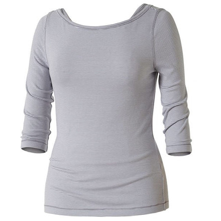 Royal Robbins Kickback to Front Stripe 3/4 Sleeve Top - Women's -Moon-Medium