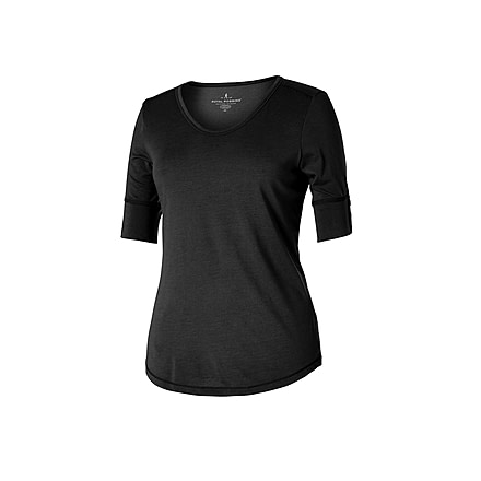 Royal Robbins Merinolux Women's V-Neck Short Sleeve Tee Shirt, Jet Black, XL 31439-JET BLACK-XL