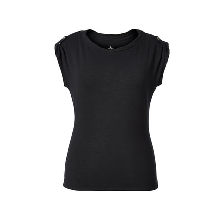 Royal Robbins Noe Twist Women's Short Sleeve Top, Jet Black, M 31453-JET BLACK-M