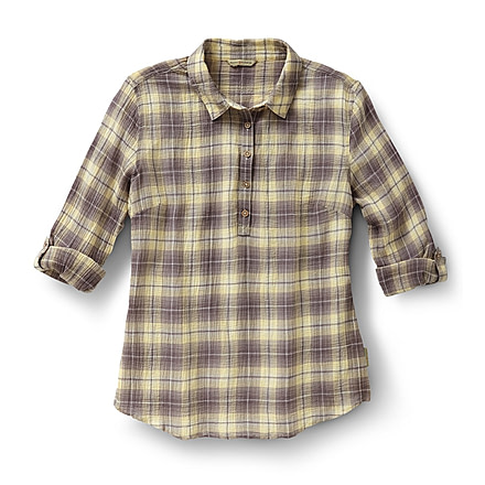 Oasis Plaid Pullover - Womens-Light Khaki-Large