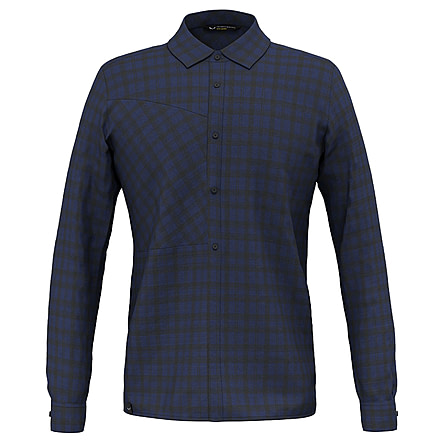 Salewa Fanes Flannel 5Pl Long Sleeve Shirt - Mens, Navy/Black Out, Large, 28446-3967-L