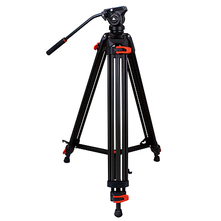 SAMURAI Broadcast Pro Plus Professional 3-Section w/Fluid Head Video Tripod, Black, BROADCASTPlus