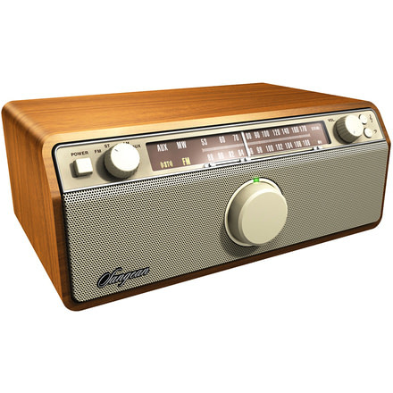 Sangean AM/FM Analog w/ AUX-In, Bass &amp; Treble Control, 2.1 Channel System, Walnut WR-12