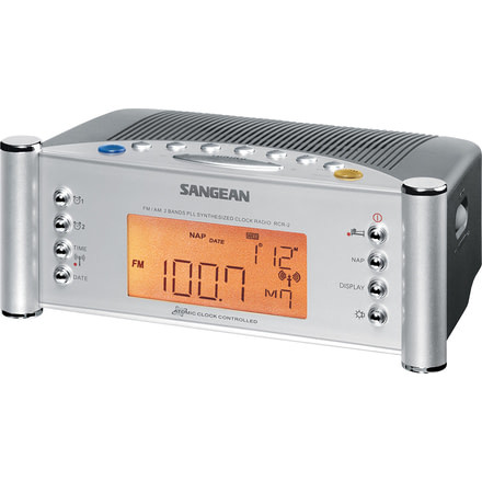 Sangean AM/FM Digital Atomic Clock Radio, Gray/ silver RCR-2