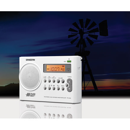 Sangean AM/FM Digital Radio w/ NOAA Weather Band, Weather Alert Siren, 19 Presets, White PR-D9W