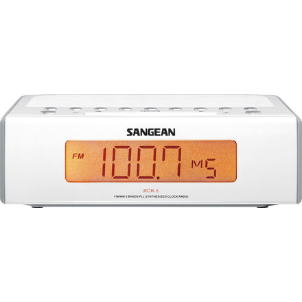 Sangean AM/FM Digital Tuning Clock Radio, White/ gray RCR-5