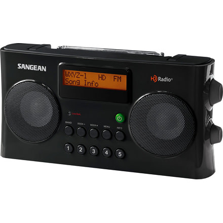 Sangean AM/FM HD Portable Radio, Black, Med HDR-16