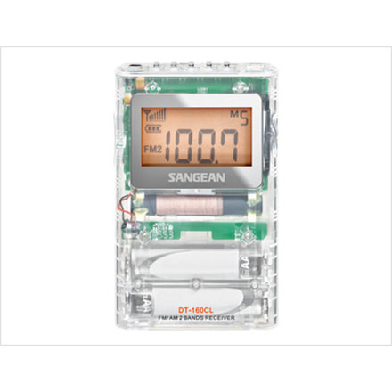 Sangean AM-FM Stereo Digital Tuning Pocket Radio LCD, Clear, Small, DT-160CL