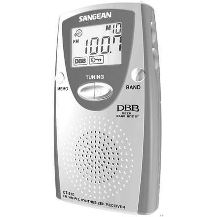 Sangean AM/FM Stereo, Speaker, Digital Tuning Pocket Radio, Silver/ gray DT-210