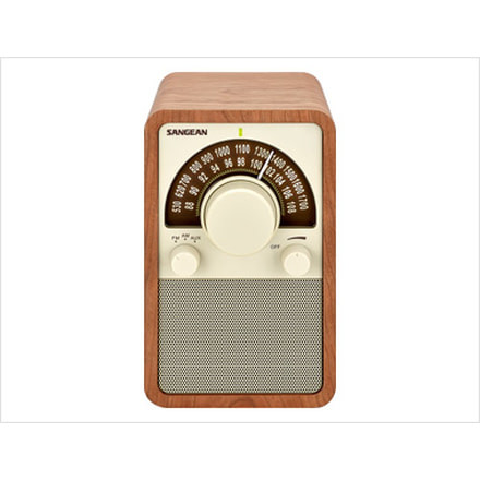 Sangean WR-15 Table Top Wooden Cabinet Receiver w/ Deep Bass Compensation Sound, Walnut WR-15WL