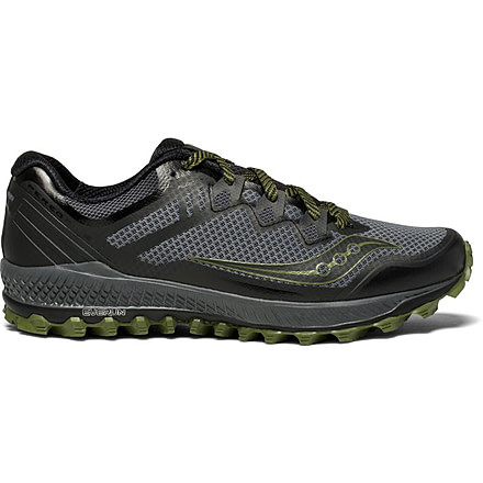 Saucony Mens Peregrine 8 Trail Running Shoe, Grey/Black/Green, 9.5 US S20424-1-9.5 US