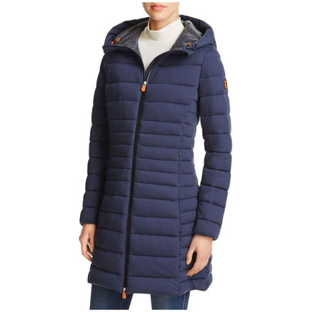 Save The Duck Puffer Long Coat - Women's-Eclipse Blue-X-Small
