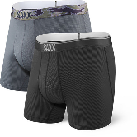 SAXX Quest Boxer Brief Fly, Pack of 2 - Mens, Black/Dark Charcoal, Large, SXPP2Q-BCH-L