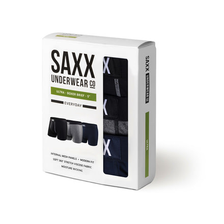 SAXX Ultra Boxer w/Fly 3-Pack - Mens, Classic Ultra, S, SXPP3U-BGN-S