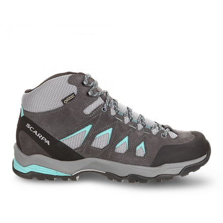 Scarpa Moraine Mid GTX Hiking Shoes, Womens, Grey/Lagoon, Medium, 38.5, 63064/202-GryLag-38.5