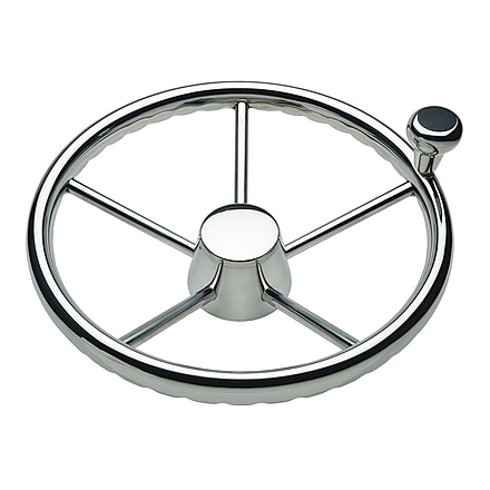 Schmitt &amp; Ongaro Marine 170 13.5" Stainless 5-Spoke Destroyer Wheel w/ Stainless Cap and FingerGrip Rim - Fits 3/4" Tapered Shaft Helm 44213