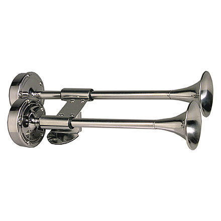 Schmitt &amp; Ongaro Marine Deluxe SS Shorty Dual Trumpet Horn - 12V 41507