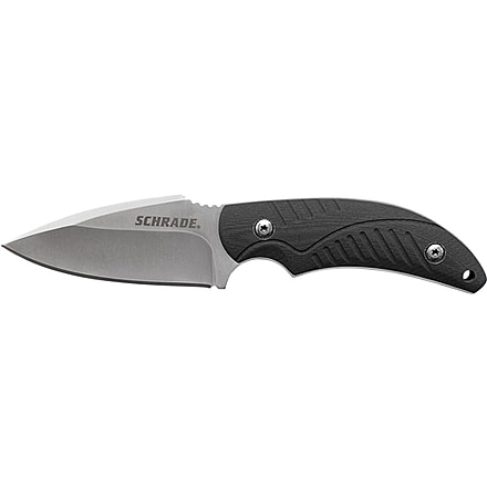 Schrade 7cr17mov Drop Point TPE Handles w/Lanyard Hole Fixed Blade Knives, 2.9 in, 7Cr17MoV Steel, Drop Point, Black, Thermoplastic Rubber, SCHF66CP