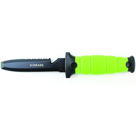 Schrade Dive Knife, Yellow Handle, BLK Blunt Tip ComboEdge, Sheath, WR3