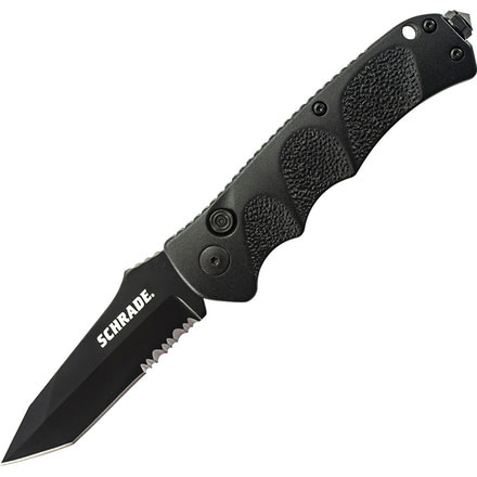 Schrade Extreme Survival, 4 3/8in., Partially serrated tanto blade, Black Teflon coated stainless blade SCH60BTS