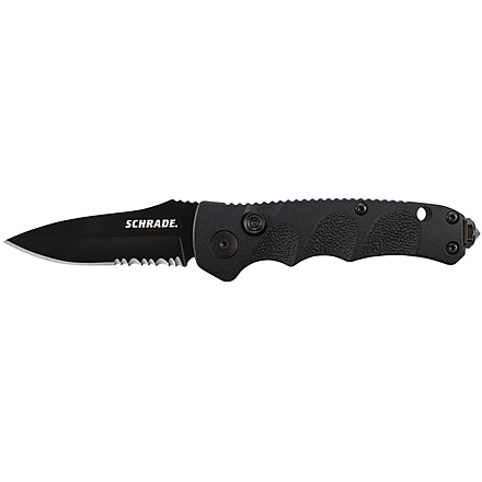 Schrade SC60MB, BLK Alum. Handle, Drop Point, BLK ComboEdge, SC60MBS