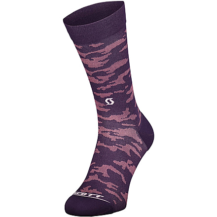 SCOTT Trail Camo Crew Socks, Dark Purple/White, Extra Large, 2752433729049-XL