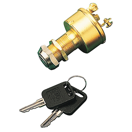 Sea-Dog 3-Position Key Ignition Switch Brass 77938