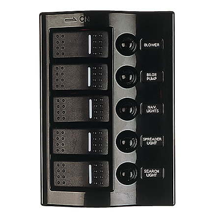 Sea-Dog Nylon Circuit Breaker Panel - 5 Circuit - Wave Style 79024