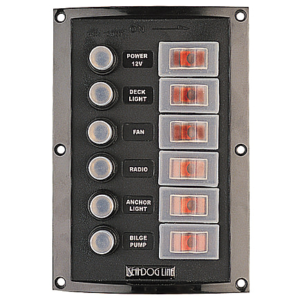 Sea-Dog Splash Guard Circuit Breaker Panel - 6 Circuit 79023