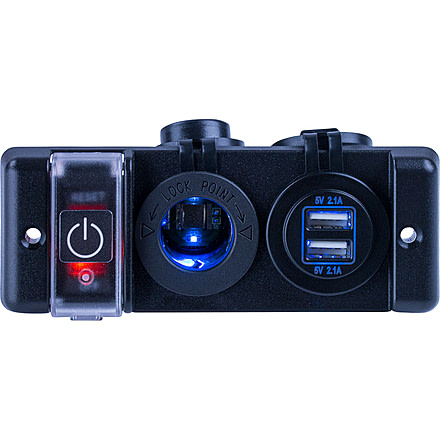 Sea-Dog USB &amp; Power Socket Panel w/Breaker Switch Double 77185