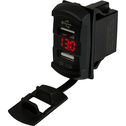 Sea-Dog USB Rocker Switch Style Voltmeter w/Hidden Display Dual 77192