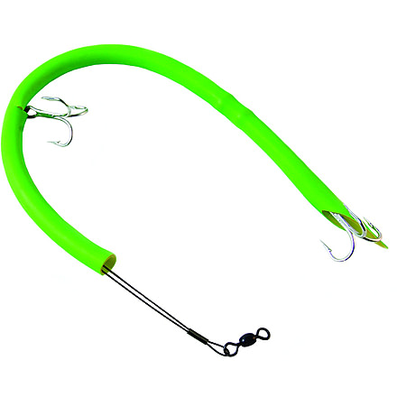 Sea Striker Deluxe Cuda Tube 14&quot;, Two 2/0 Treble Hooks, 60 Lb Sealon Wire, Fluorescent Green, CT14G
