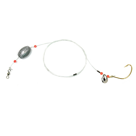 Sea Striker Flounder/Fluke Rig, 3/4 oz Egg Sinker, Nickel Blade Sz 1 Gold Wide Gap Hook, F4-34