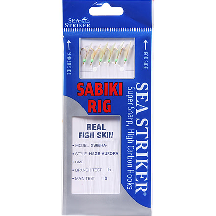 Sea Striker Pro Sabiki Rig Hage, Aurora Glow Finish, Size 8, Sz 6 Us, SS68HA-8