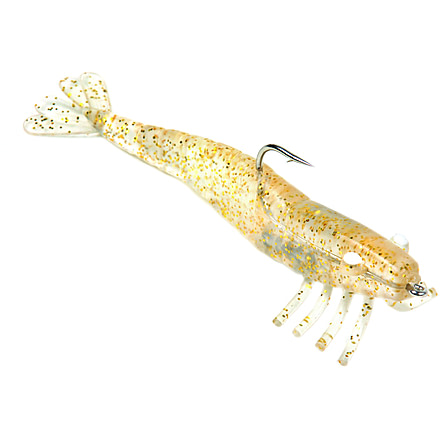 Sea Striker Rigged Shrimp, 3", 1/4 oz, Gold Glitter 3/Pack, 3SHGLD-3PK