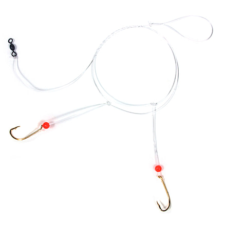 Sea Striker Sea Bass Hi-Lo Rig, 2 - # 1/0 Gold Bait Holder Hooks, w/Red Bead, N8465-10G