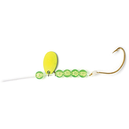 Sea Striker Snelled Hooks Gold Wide Gap, 12in Leader, Chartreuse Beads, Size 4, 4 per Pack, S409C-4