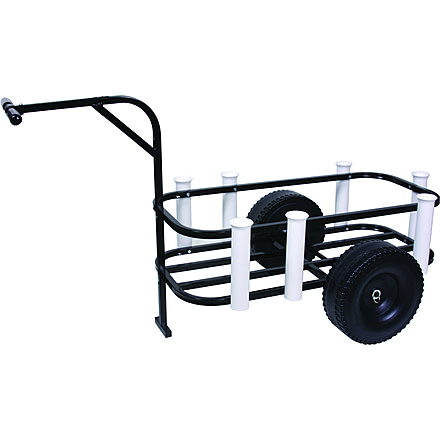 Sea Striker Surf/Pier/Beach Cart, Wide Surface Plastic Wheels 7 PVC Rod Holders, Holds up to 54 qt Cooler, BRSC