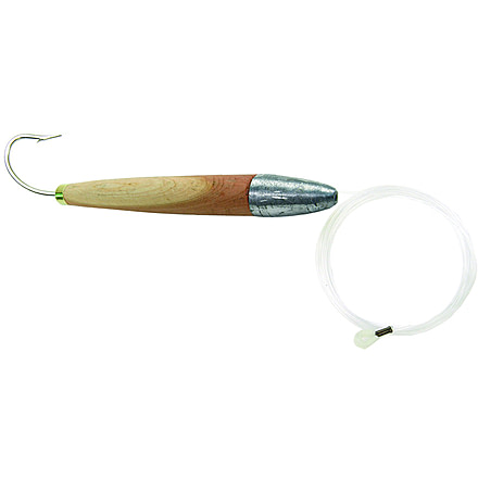 Sea Striker West Coast Rigged Cedar Plug, 6&quot;, 10/0 Hook, 4 ft 150 Lb Mono Leader, Unpainted/Natural, 890-WC