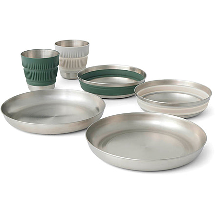 Sea to Summit Detour Stainless Steel Collapsible Dinnerware Set Multi, 2P, 6-Piece, A1325