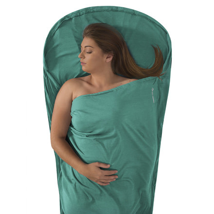 Sea to Summit Expander Sleeping Bag Travel Liner Mummy w/ Hood, Sea Foam, 126-49