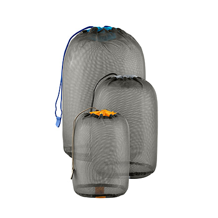 Sea to Summit Mesh Stuff Sack Set, 3-Sack, Orange, Blue, Grey, Large, A4570