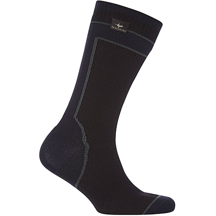 Sealskinz Hydrostop Mid Weight Mid Length Sock - Men's-Black-Medium