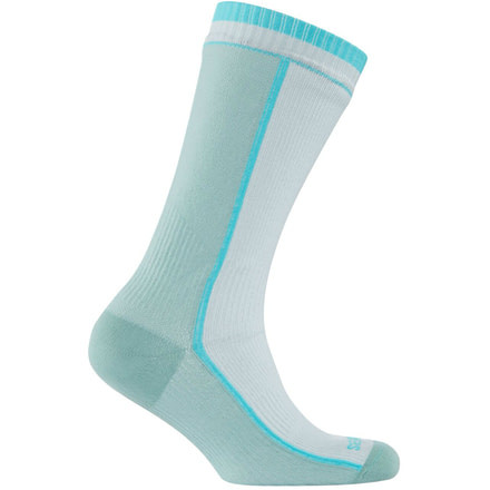 Mid Weight Mid Length Sock - Womens-White/Aqua-Small