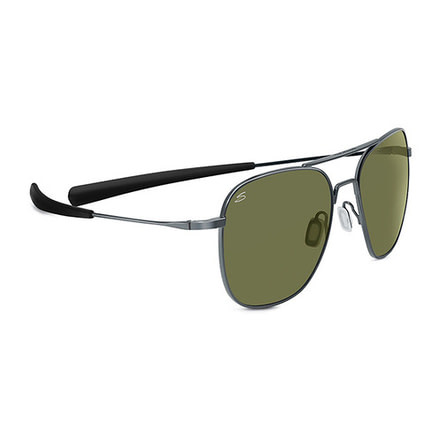 Serengeti Aerial Sunglasses, Shiny Hematite Frame, Polarized 555nm Lens, 7978